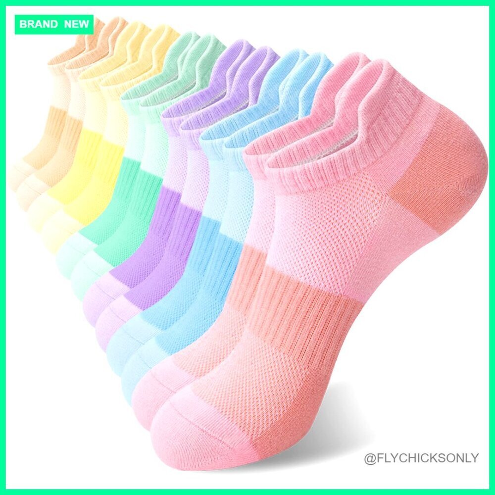 6 Pairs Women's Ankle Socks Cotton No Show Breathable Running Casual